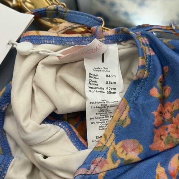 🆕 ZIMMERMANN KIDS 🧿 NWT August Trim Scoop 1PC, Dusty Blue Floral - Sz 1Y - Picture 12 of 12